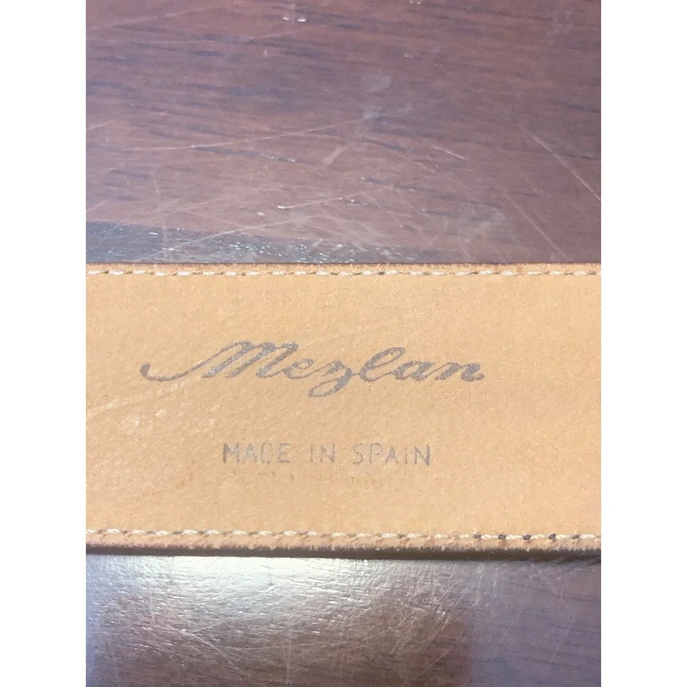 Mezlan  Black Leather Braided Inlay Belt Made in Spain Size 42